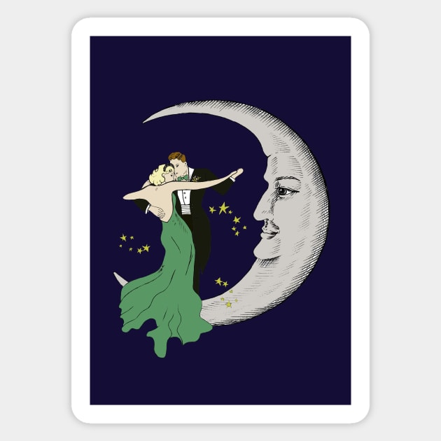 Vintage dancing on the moon Sticker by CasValli
